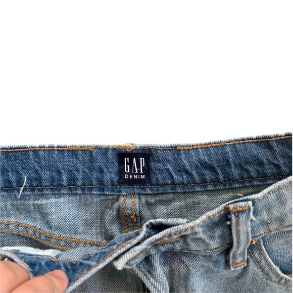 Gap Denim Light Wash Distressed Denim Mini Petite's Skirt - Picture 4 of 5